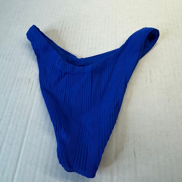 Pointelle Rib Cabana Bikini Bottom Women’s Royal Blue Seamless NWT Size Small - Picture 4 of 5